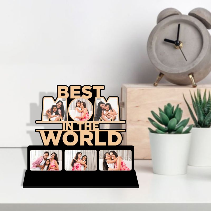 Best Mom in the World cutout wooden photo frame Customized With Your Memorable Photos Mothers Day Gift For Mom | Birthday Gift For Mom